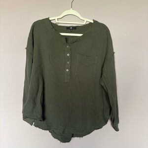 7 For All Mankind Khaki Textured Top